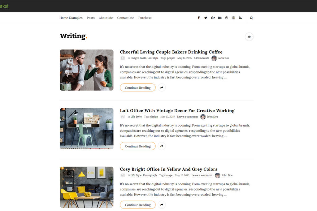 Writing theme WordPress blog